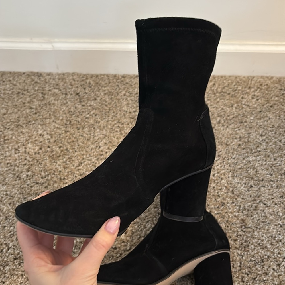 Stuart Weitzman Sofia Stretch Black Suede Ankle B… - image 5